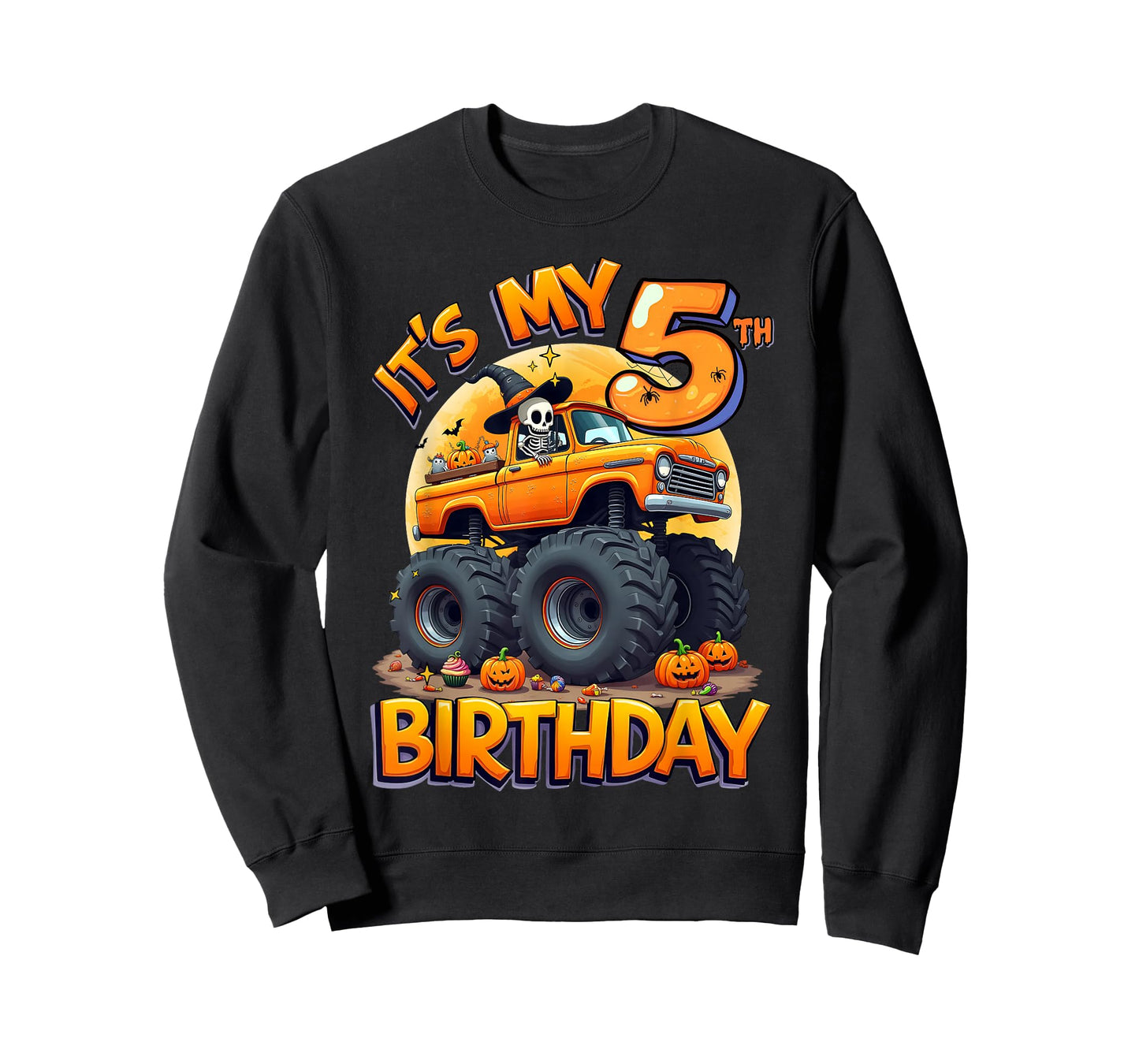 Kids It's My 5th Birthday Boy Halloween Monster Truck T-Shirt