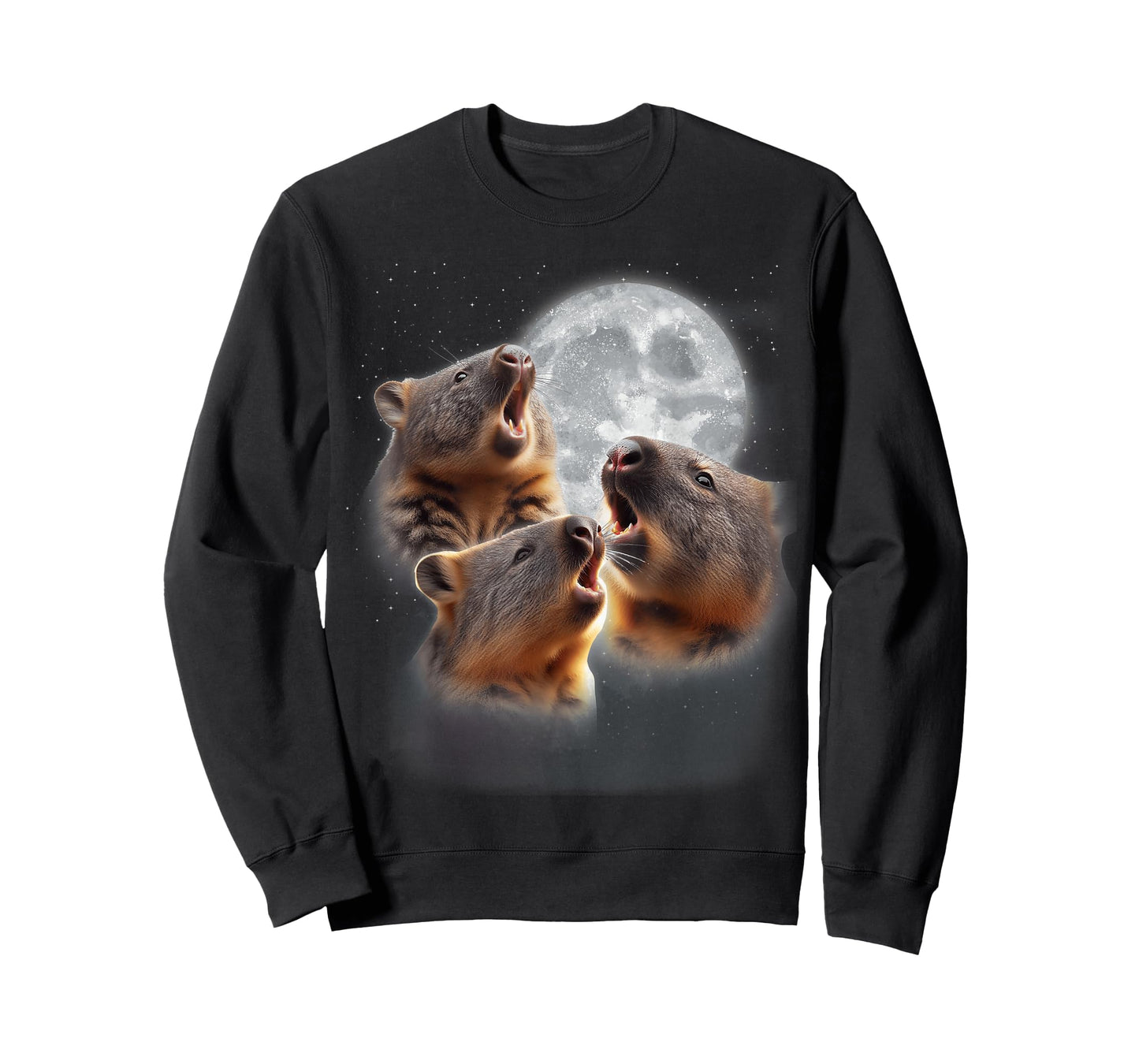 3 Wombats Howling At The Moon Funny Australian Wombat Lover T-Shirt