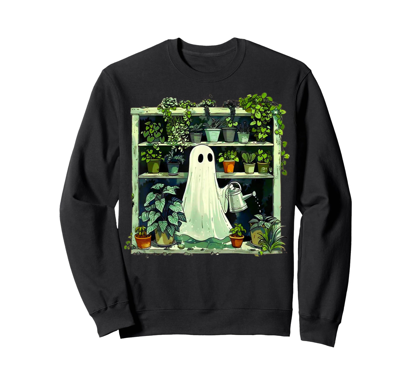 Spooky Ghost Watering Plants Funny Halloween Garden Lover T-Shirt