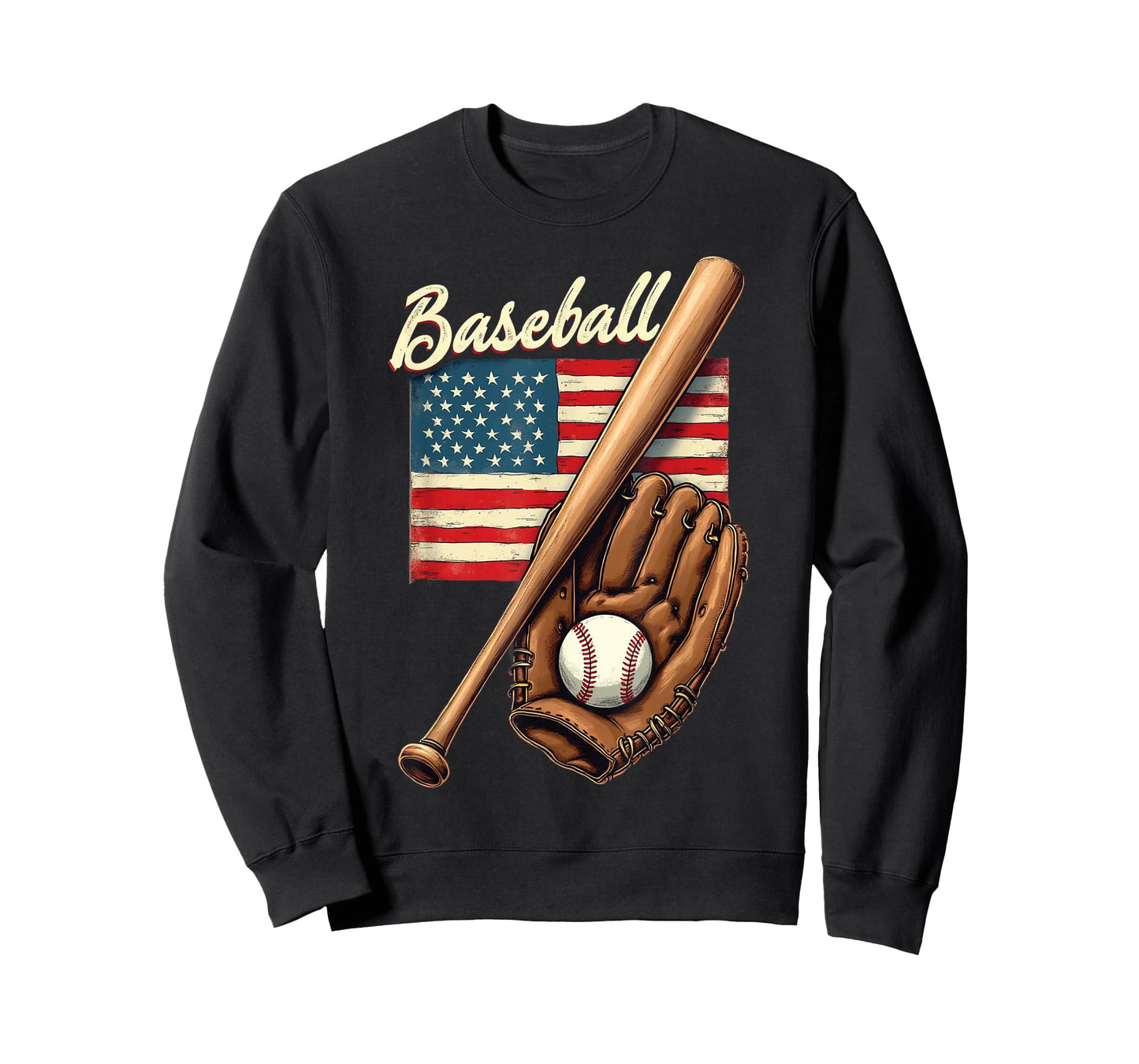 American Flag Baseball Player Bat Fan Catcher Pitcher USA T-Shirt