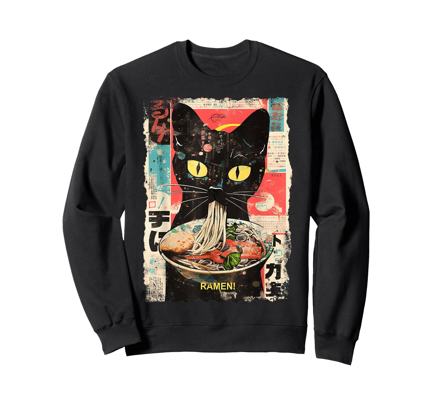 Ramen Noodles Cat Japan Y2K Kawaii Retro Cats Manga Anime T-Shirt