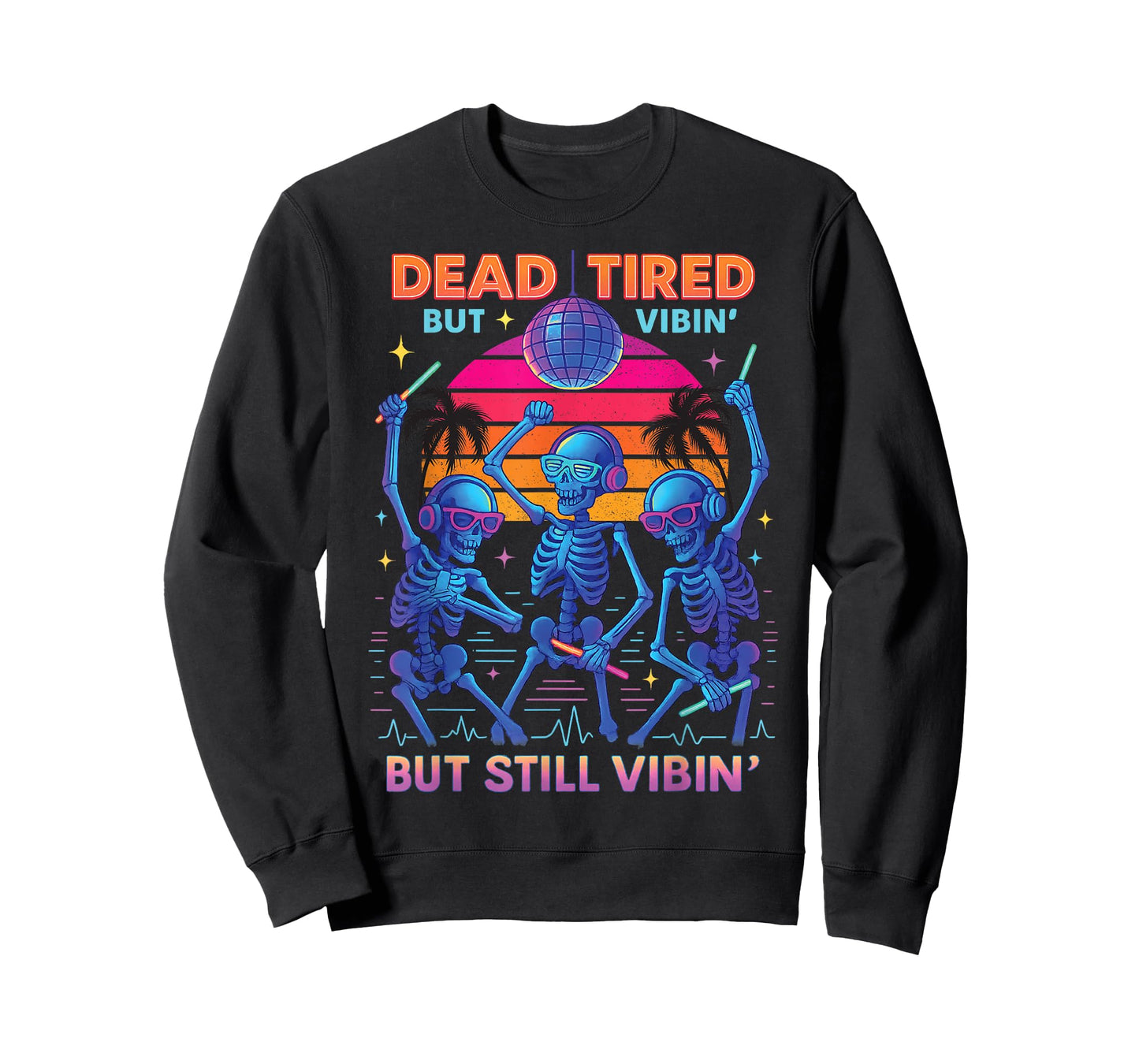 Retro Skeleton Rave Party Glow in Dark Halloween Tee T-Shirt