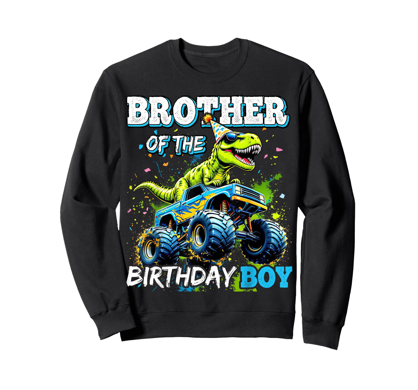 Brother of the Birthday Boy Monster Truck Dinosaur Party T-Shirt