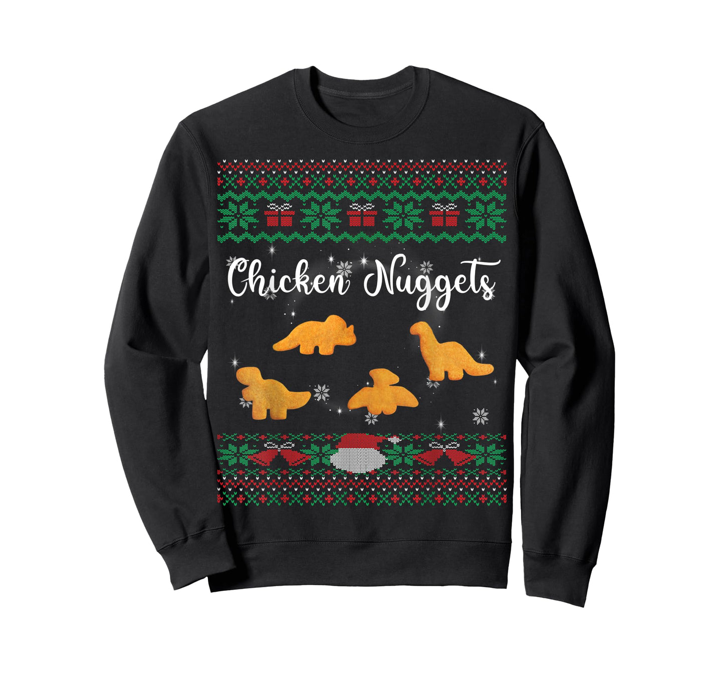 Dinos Chicken Nuggets Ugly Christmas Sweater Funny Realistic T-Shirt