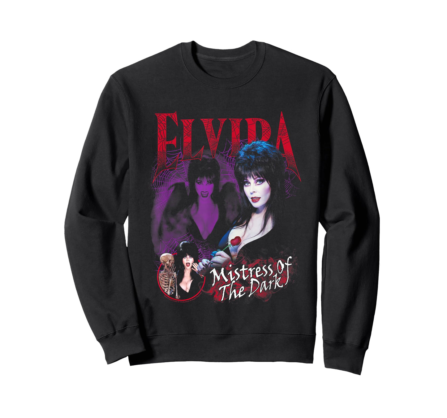Elvira, Mistress of The Dark Purple and Red Graphic T-Shirt Small
