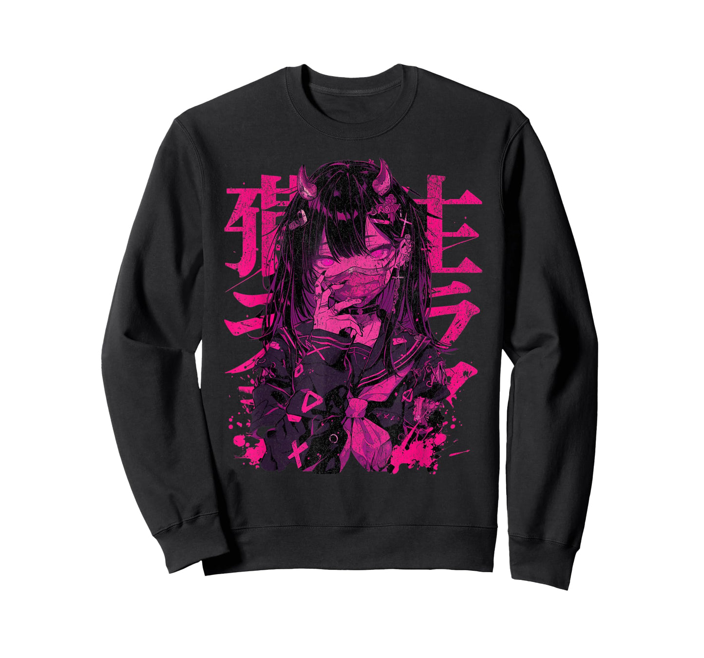 Goth Grunge Demon Anime Girl Waifu Horror Alt Aesthetic T-Shirt