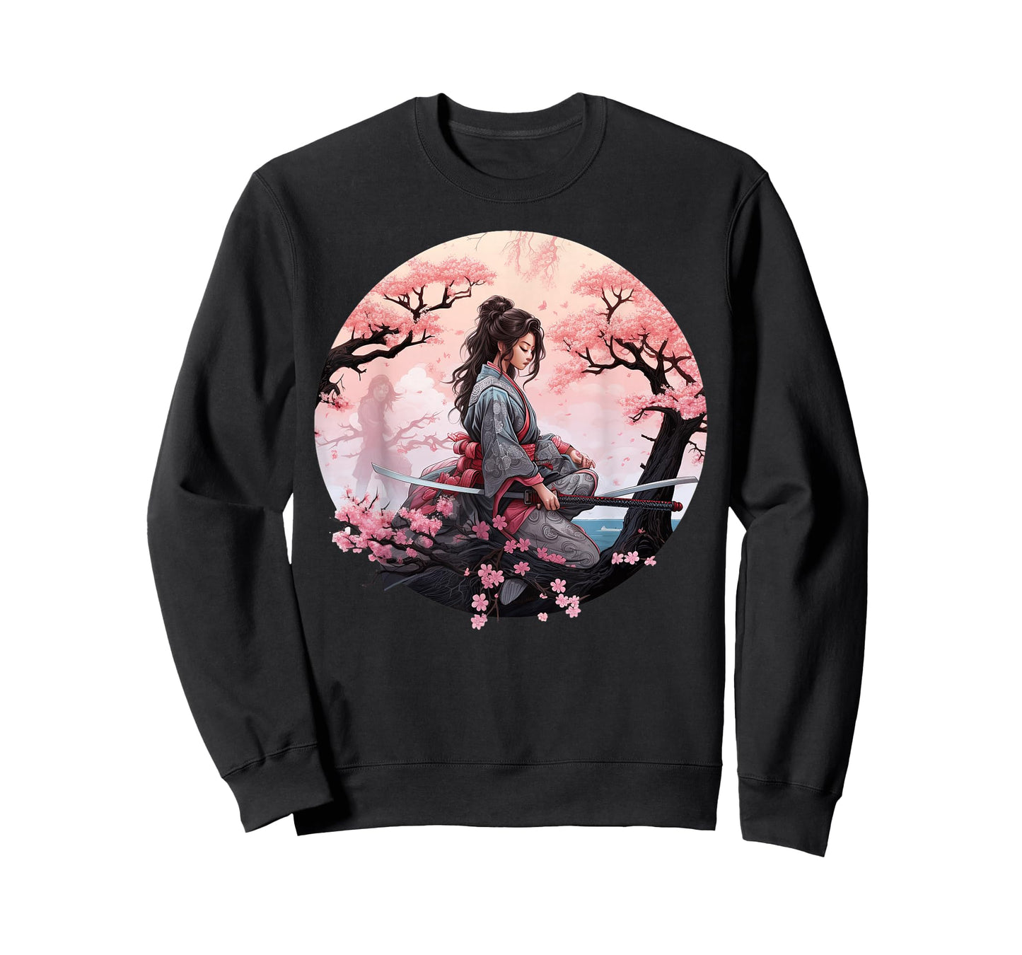 Japanese Samurai Girl Vintage Retro Sakura Cherry Blossom T-Shirt