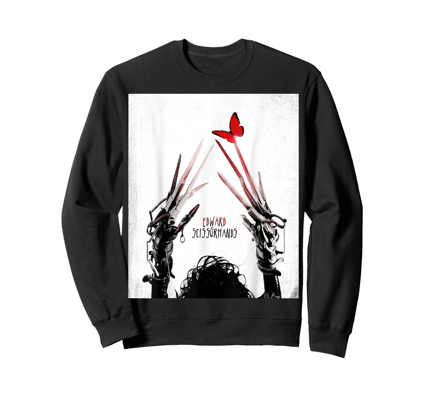 Tim Burton's Edward Scissorhands Red Butterfly Movie Poster T-Shirt Small