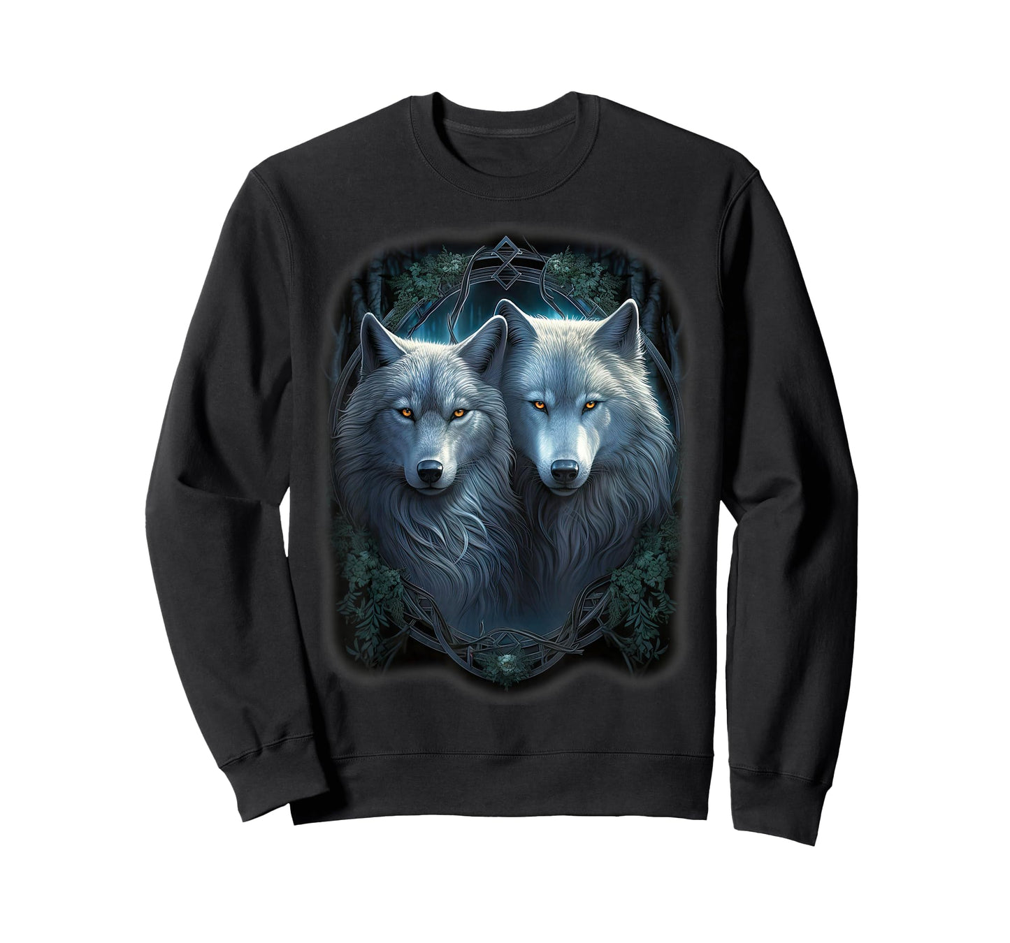 Wolf Wolves in Forest by Night Moon Fantasy Art Wildlife T-Shirt