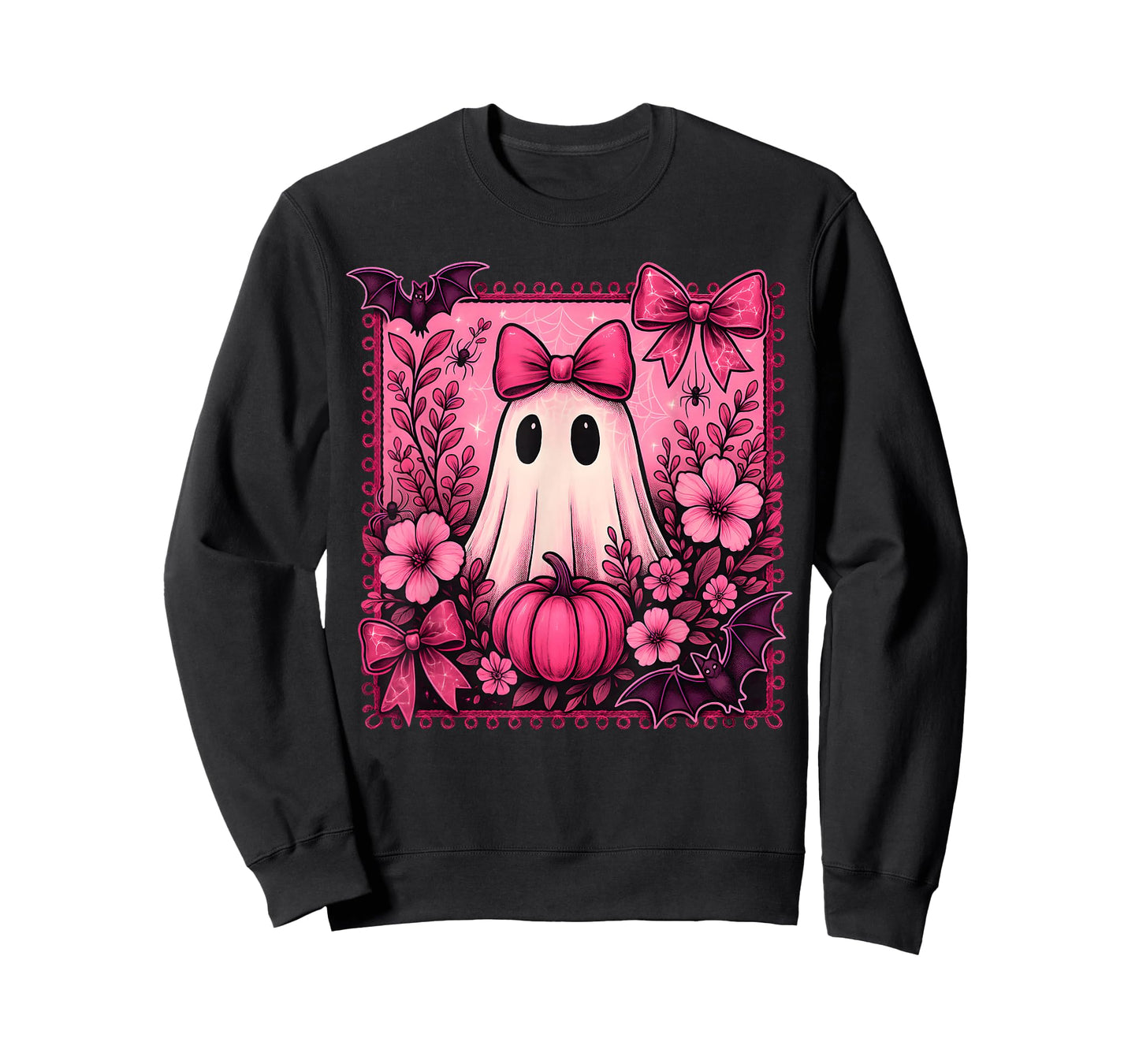 Halloween Coquette Bow Cute Ghost Floral Girl Women Kid T-Shirt