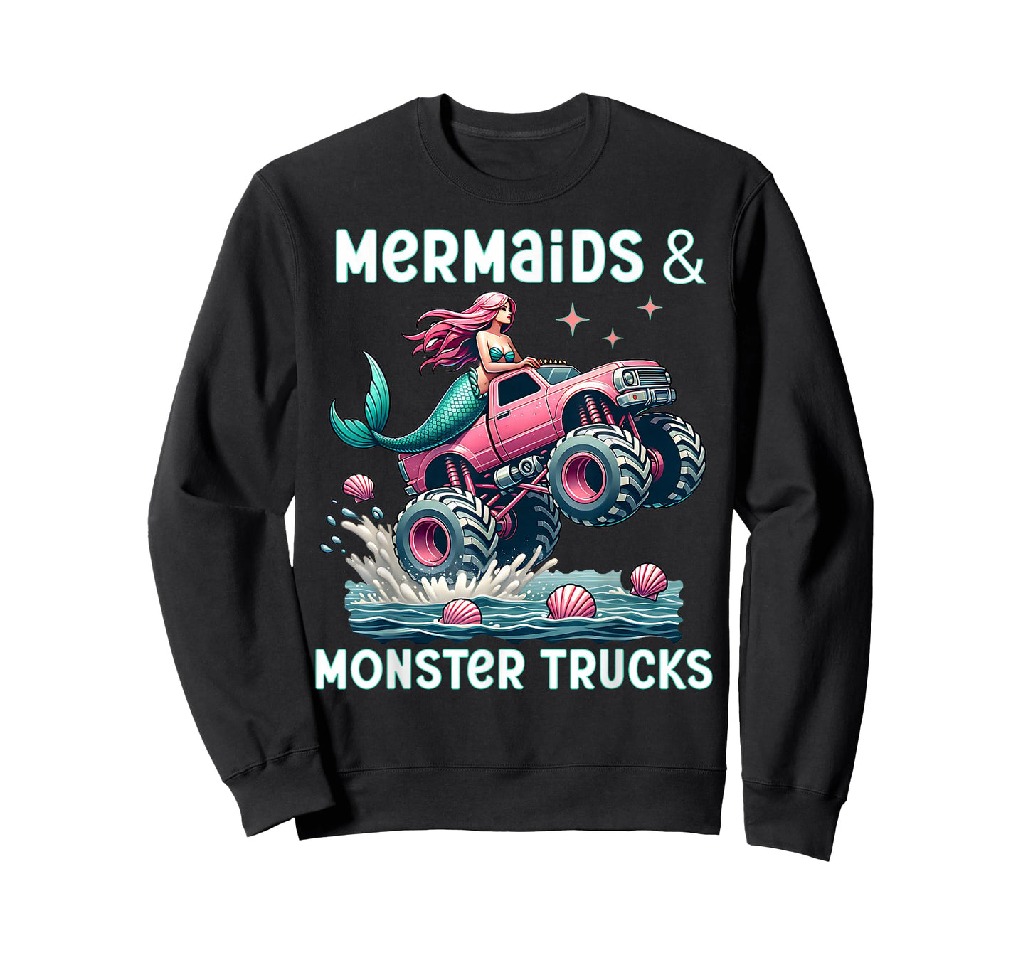 Mermaids And Monster Trucks Girls Monster Truck Show Party T-Shirt