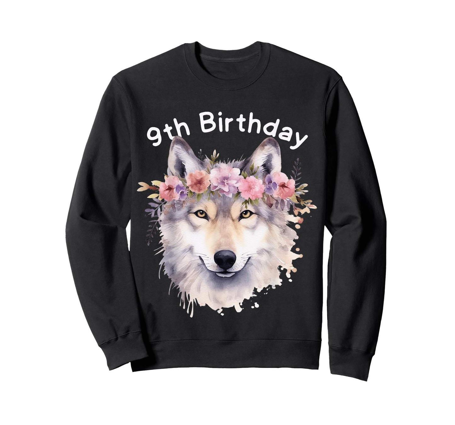 9th Wolf Birthday Nine years Girl Wolf Pack Party Wolves Kid T-Shirt