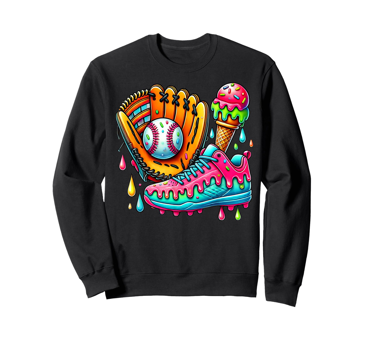 Ice Cream Drip Baseball Stuff Baseball Drip For Boys Kids T-Shirt