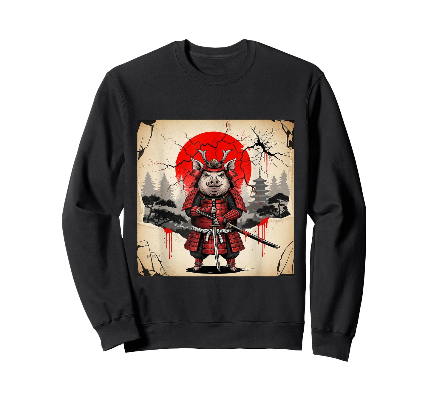 Samurai Pig Warrior Parody Japanese Anime Art T-Shirt