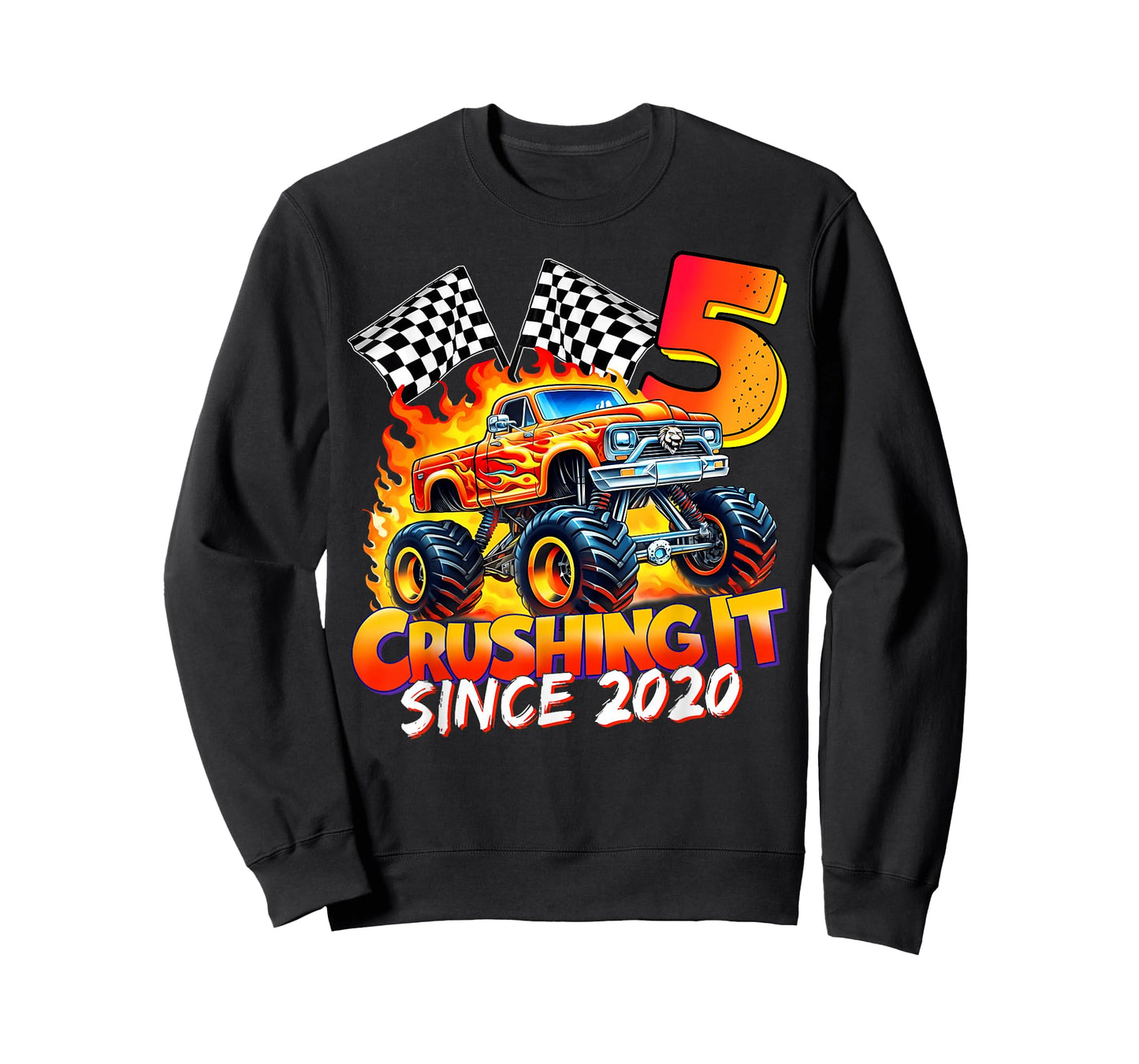 Monster Truck Birthday 5 Year Old Born 2020 5th Party Boys T-Shirt