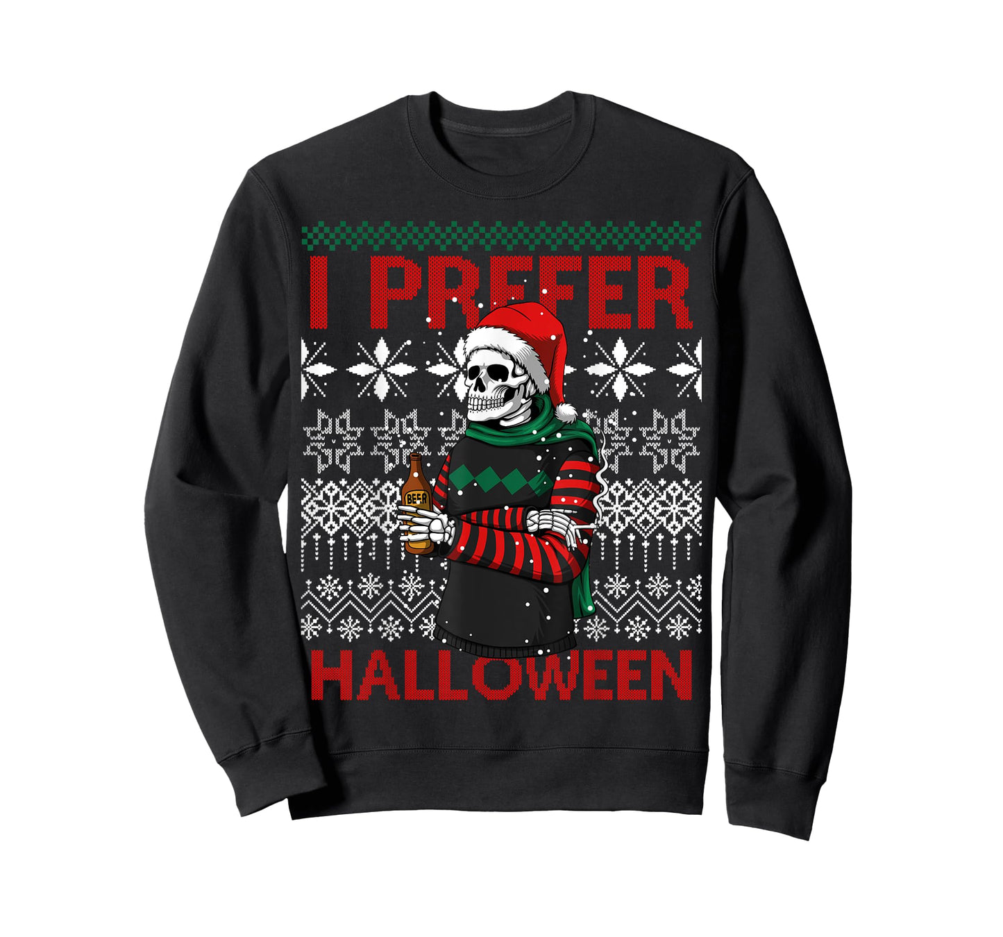 I Prefer Halloween Funny Christmas Skeleton Sweater Ugly T-Shirt