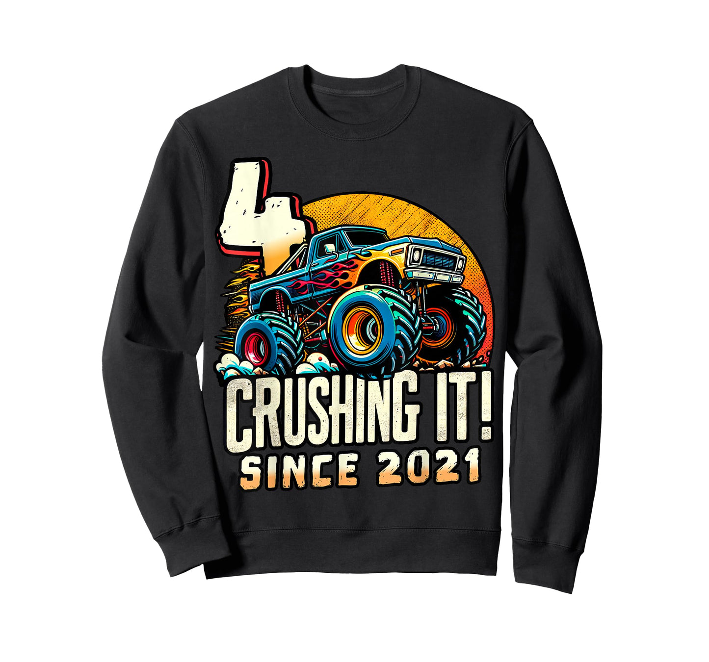 Birthday Monster Truck 4 year Old Boys 4th Party Born 2021 T-Shirt