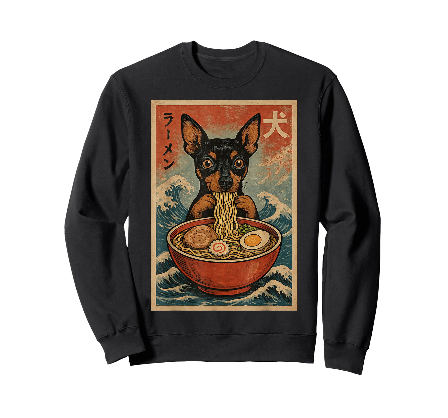 Miniature Pinscher Eating Ramen Kawaii Anime Dog Lover T-Shirt