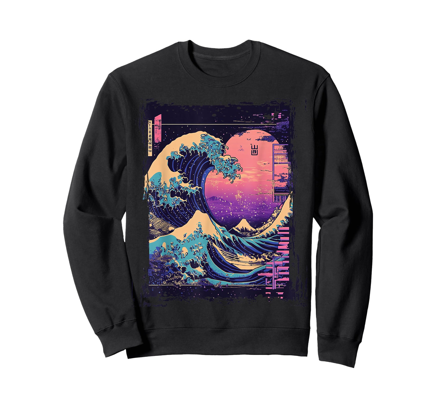 Neon Great Wave Vaporwave Fuji Scene T-Shirt
