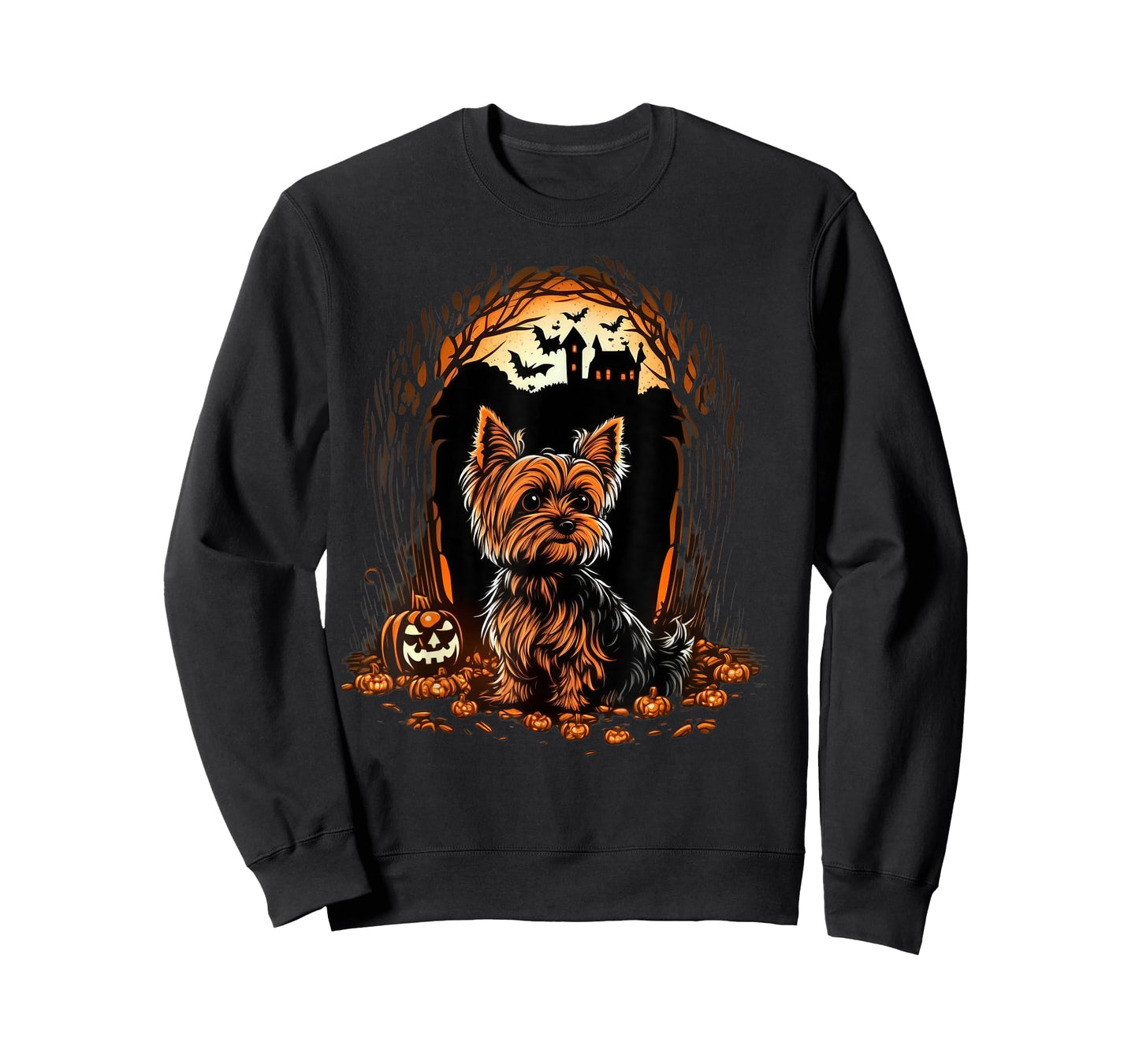 Pumpkin Yorkie costume on Yorkshire Terrier Halloween T-Shirt
