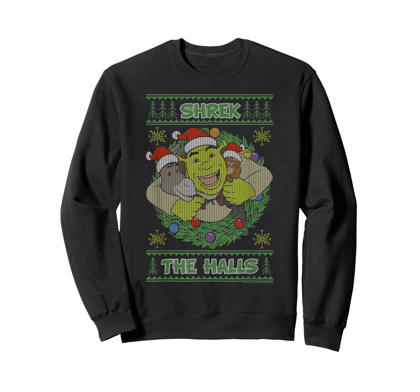Shrek The Halls Holiday Text Pattern T-Shirt