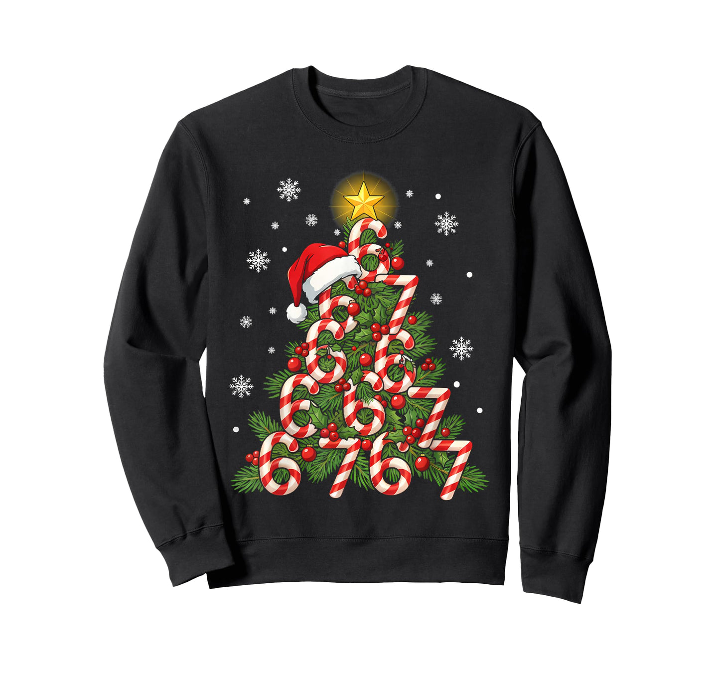 67 Christmas Tree Candy Cane Holiday Six Seven Meme Xmas T-Shirt