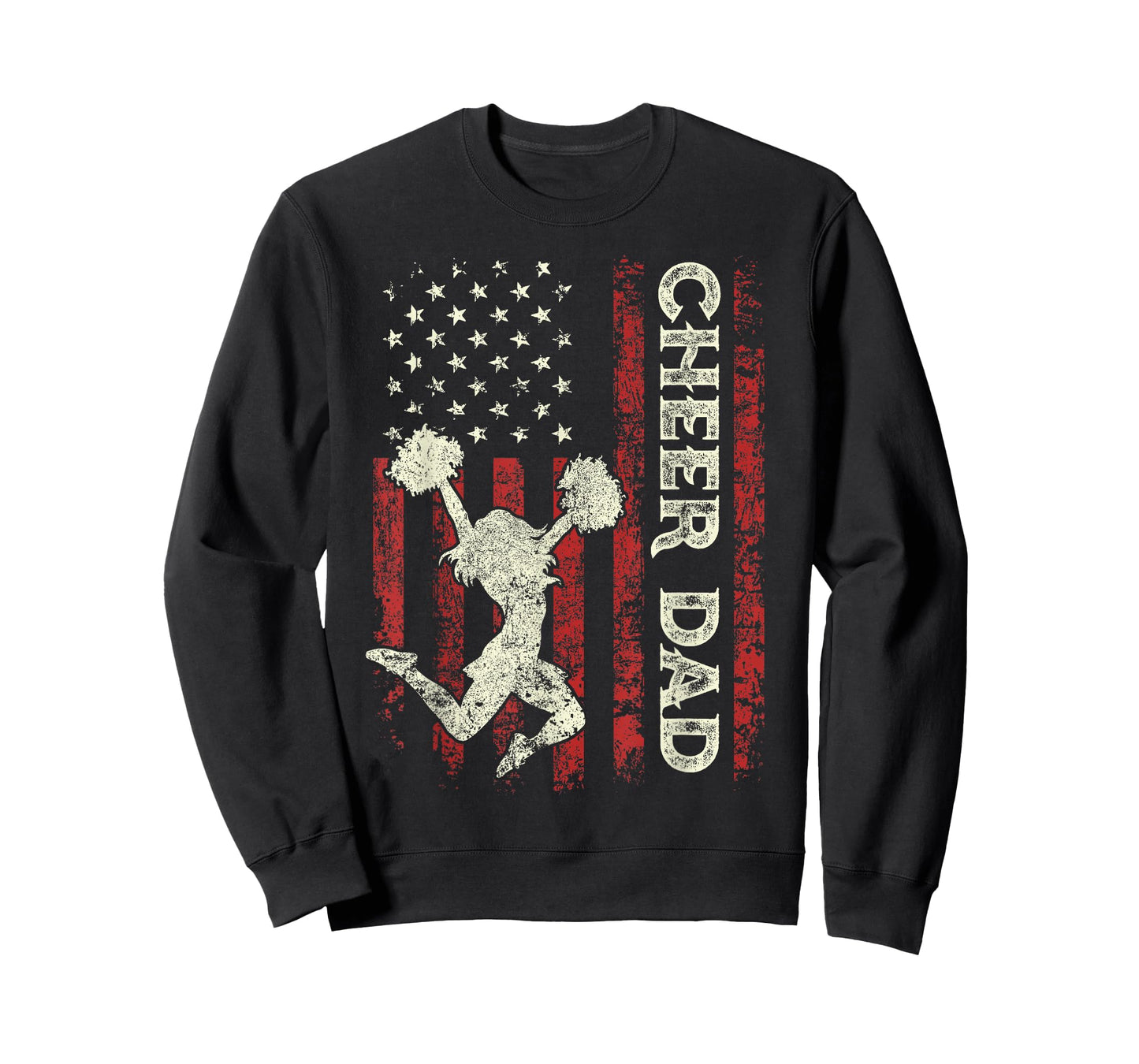 Cheer Dad US Flag Dad Men Patriotic Cheerleader Fathers Day T-Shirt