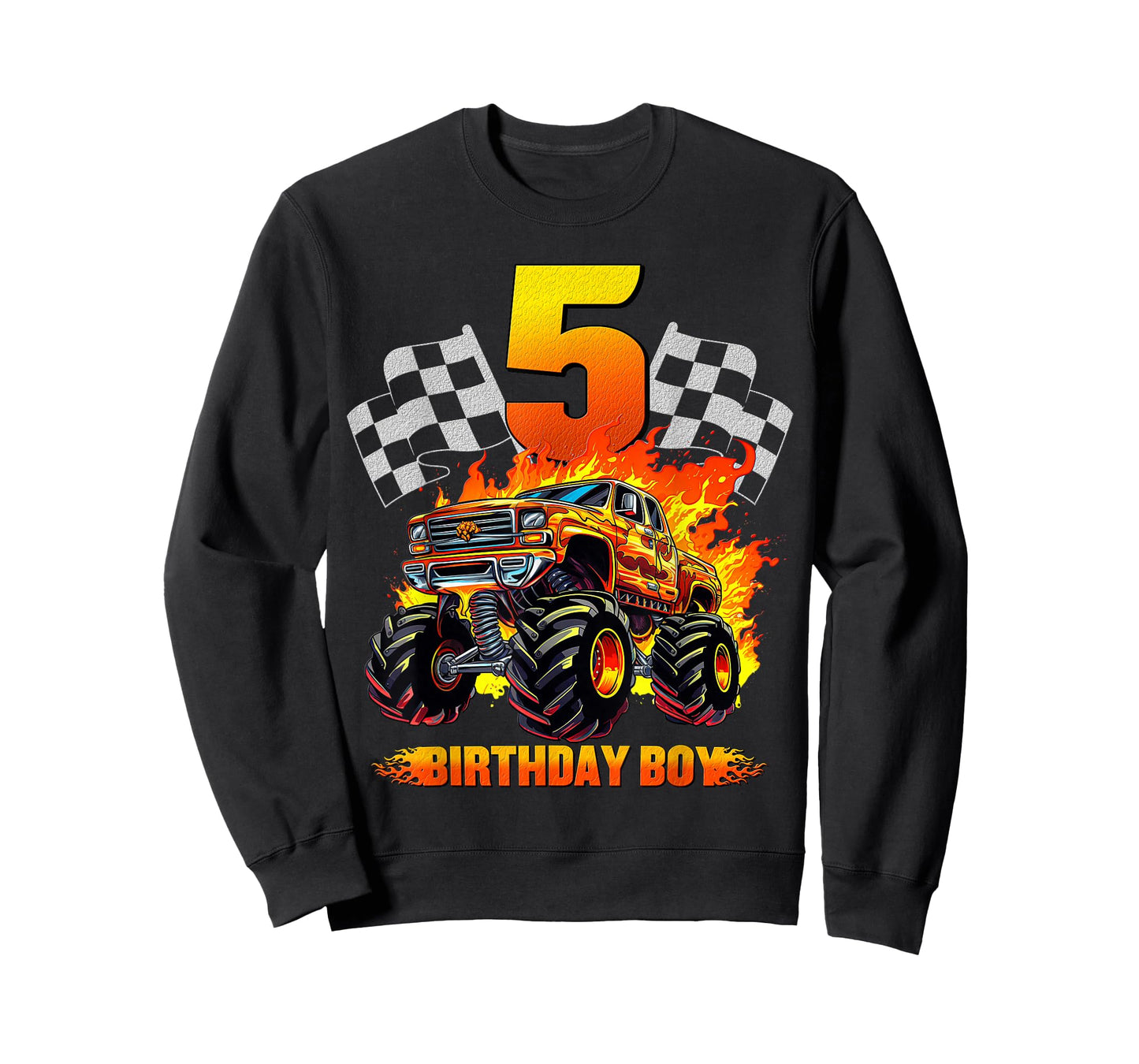 5 Year Old Birthday Monster Truck 5th Birthday Boy Kids T-Shirt