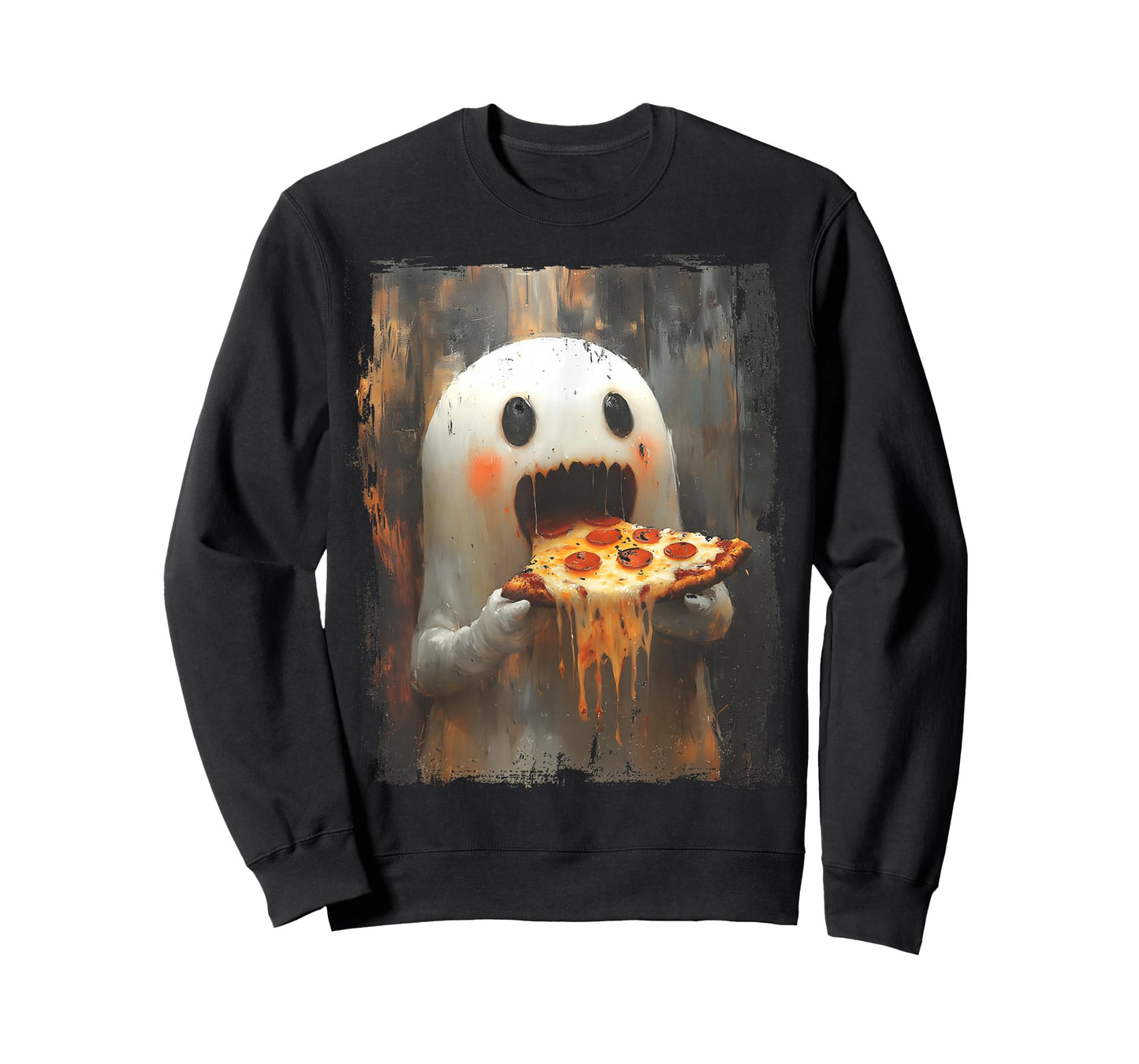 Cute Pizza Ghost Eating Pizza Funny Halloween Food Lovers T-Shirt