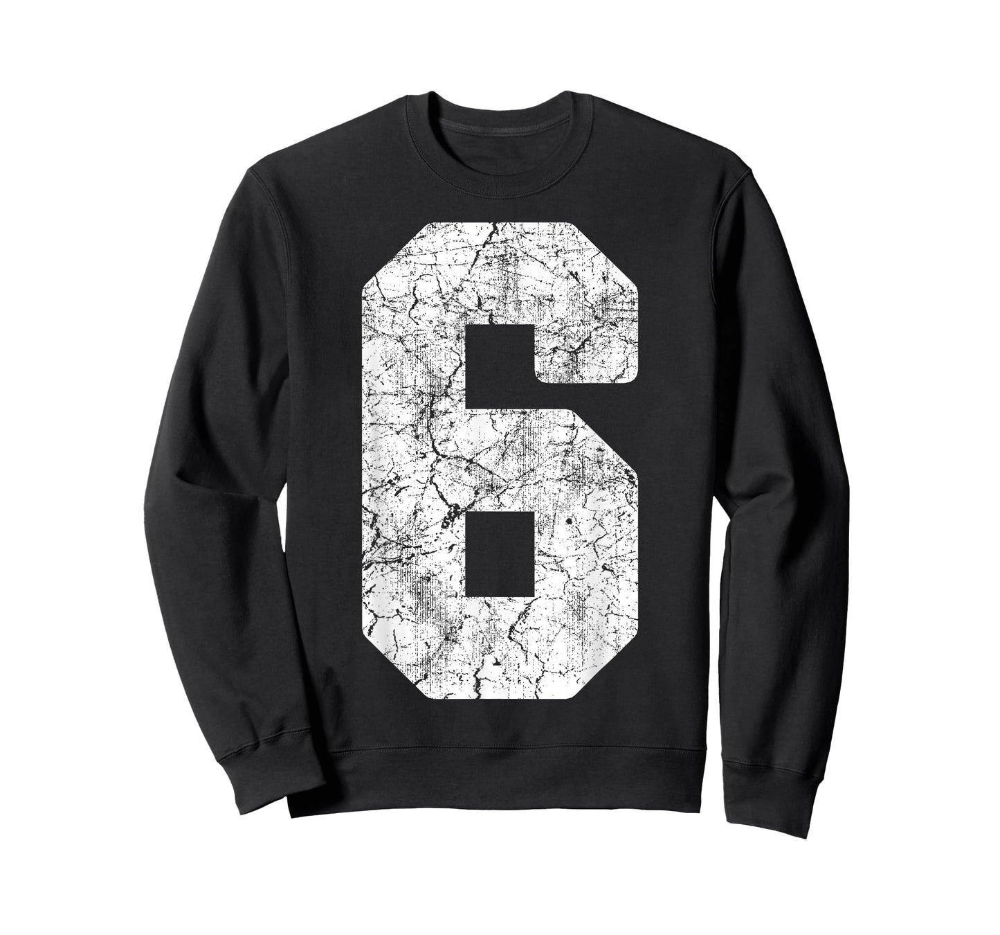 Distressed White Number 6 Jersey Player Uniform #6 Grunge T-Shirt