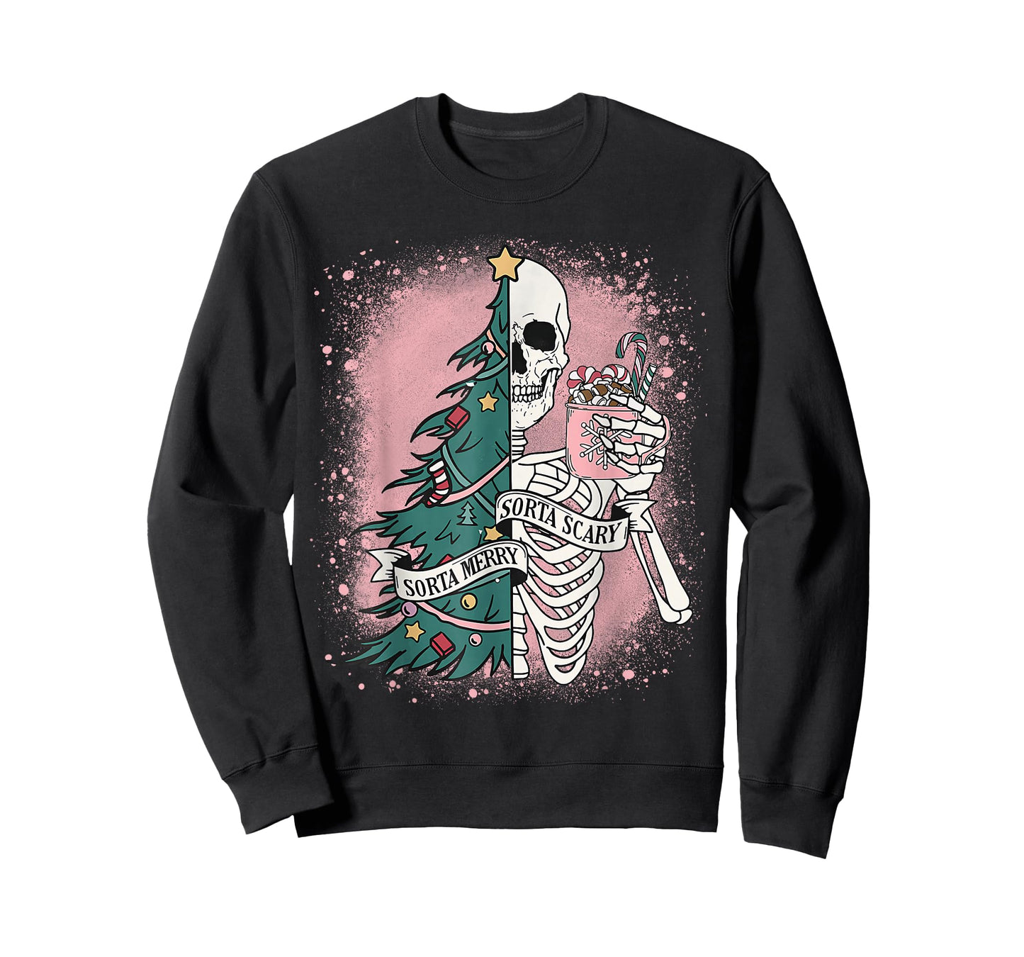 Funny Skeleton Christmas Tree Xmas Sorta Merry Sorta Scary T-Shirt