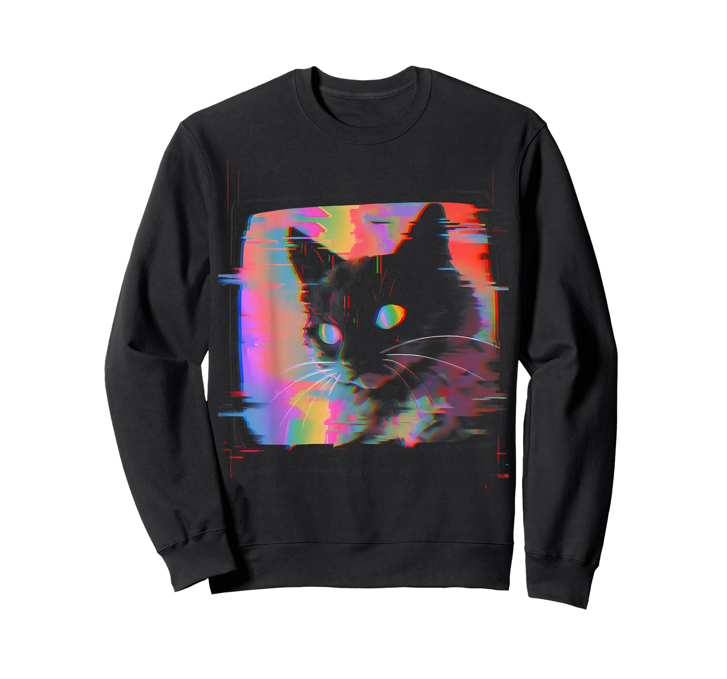 Psychedelic Trippy Glitch Cat | 80s 90s Vaporwave Synthwave T-Shirt