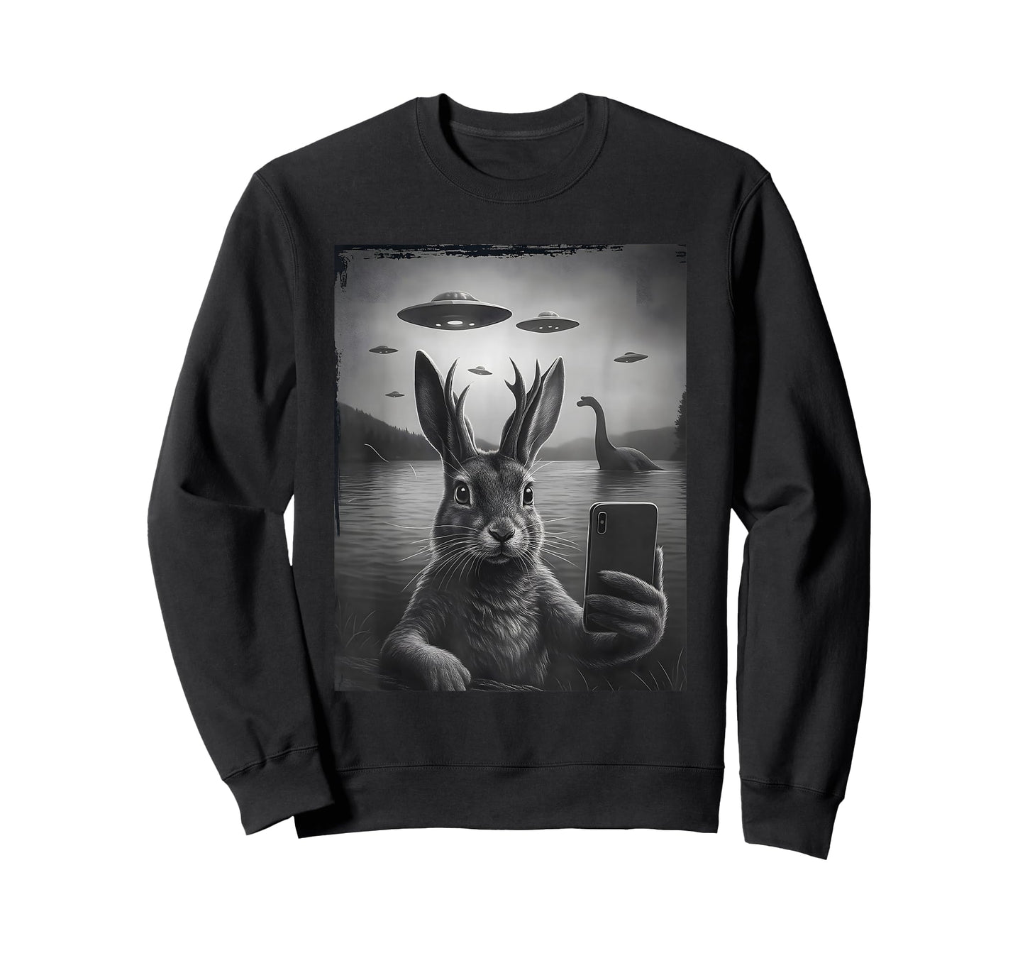 Cryptid Jackalope Selfie Adventure UFO T-Shirt