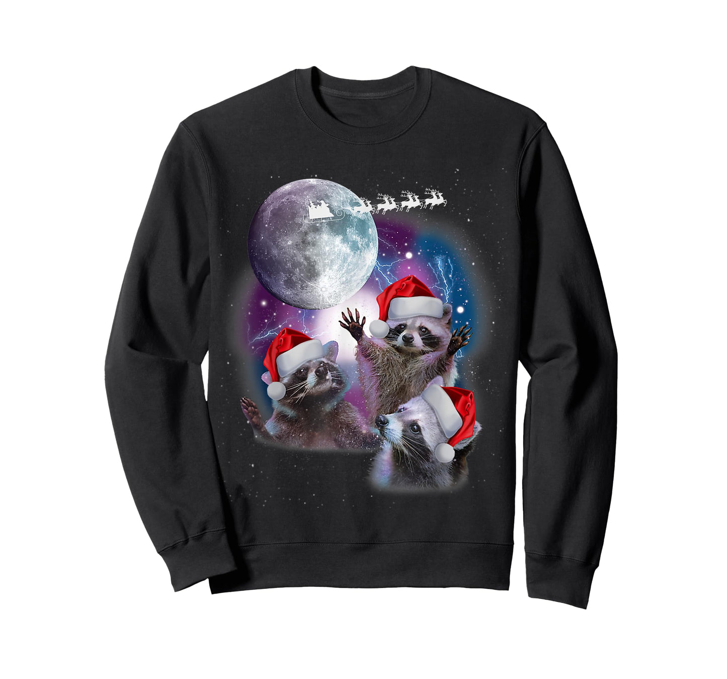 3 Racoon Moon Howling Christmas Santa Racoon Lover Men Women T-Shirt