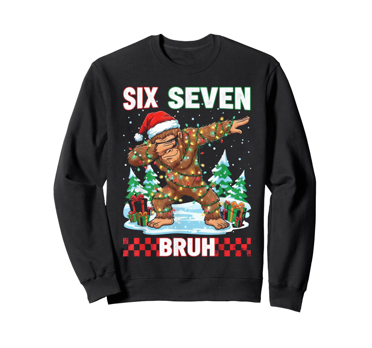 67 Bigfoot Six Seven Bruh Funny Big Foot Christmas T-Shirt