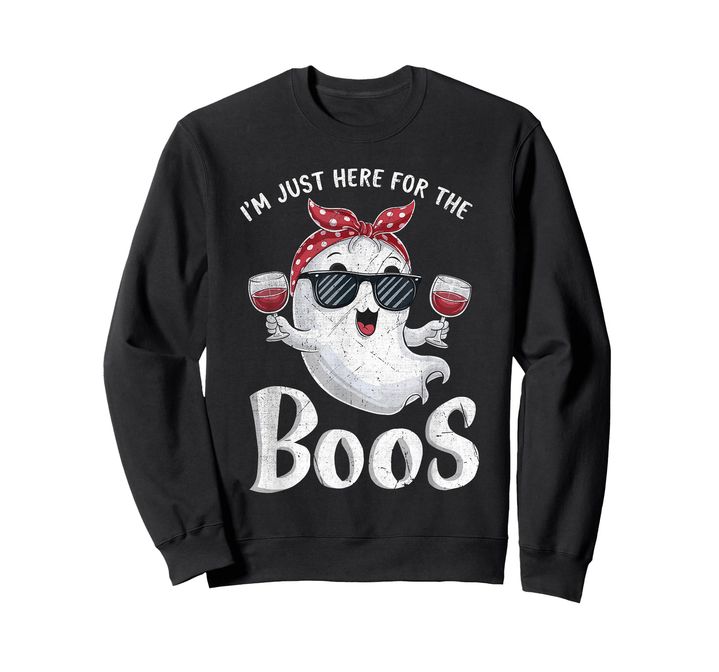 I'm Just Here for the Boos Funny Halloween Cute Ghost T-Shirt