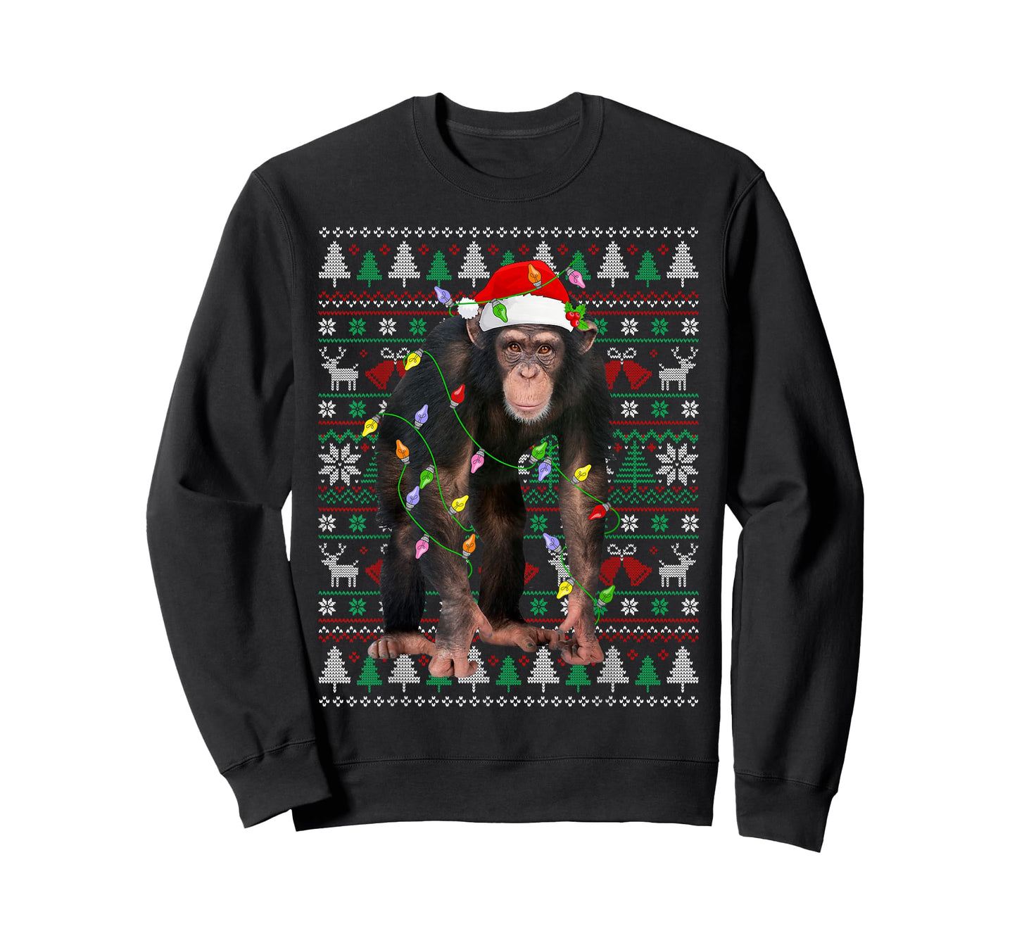 Chimpanzee Christmas Sweater Santa Hat Ugly Xmas Pajama T-Shirt