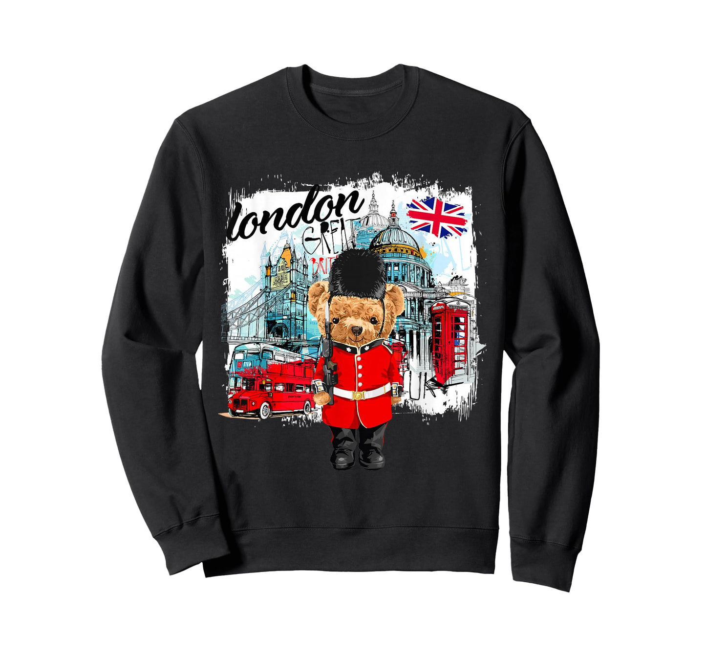 London Teddy Bear Queen Guard Illustration Graphic Cartoon T-Shirt