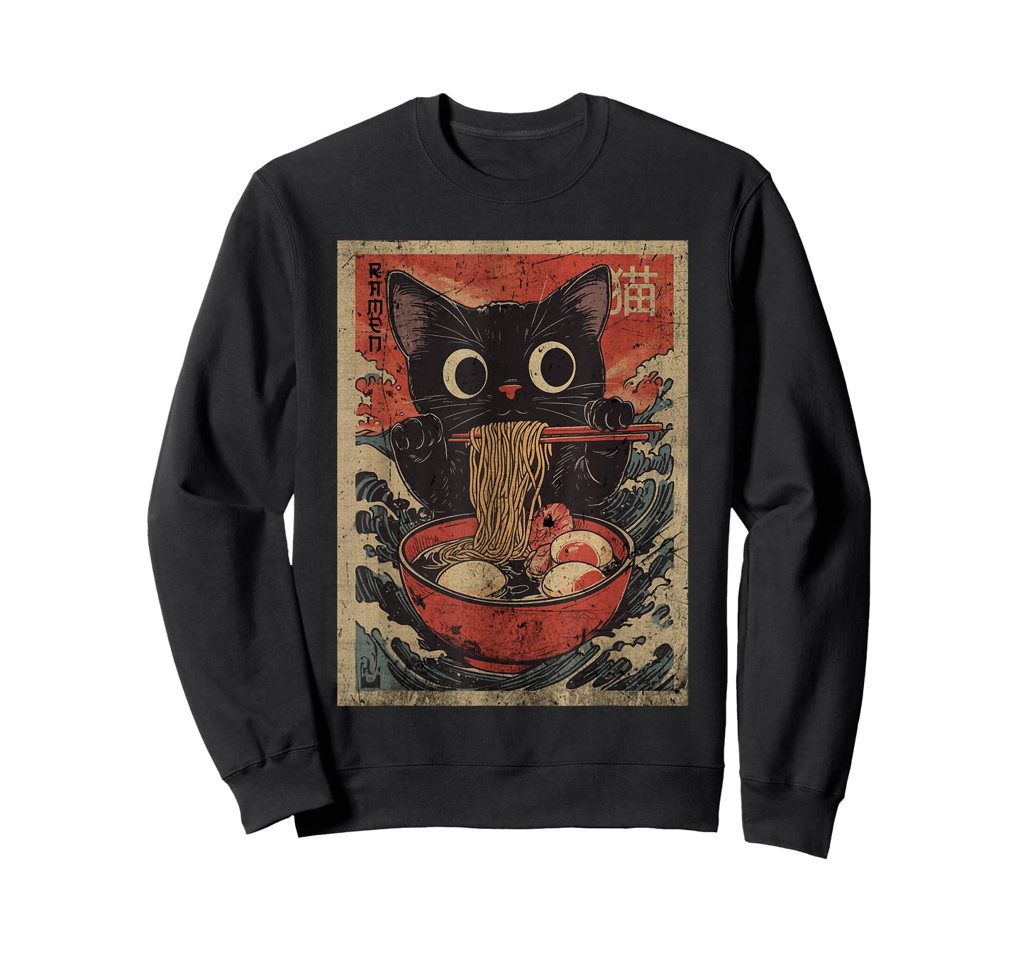 Anime Cat Ramen Japanese Funny Graphic Kawaii Cat Anime T-Shirt