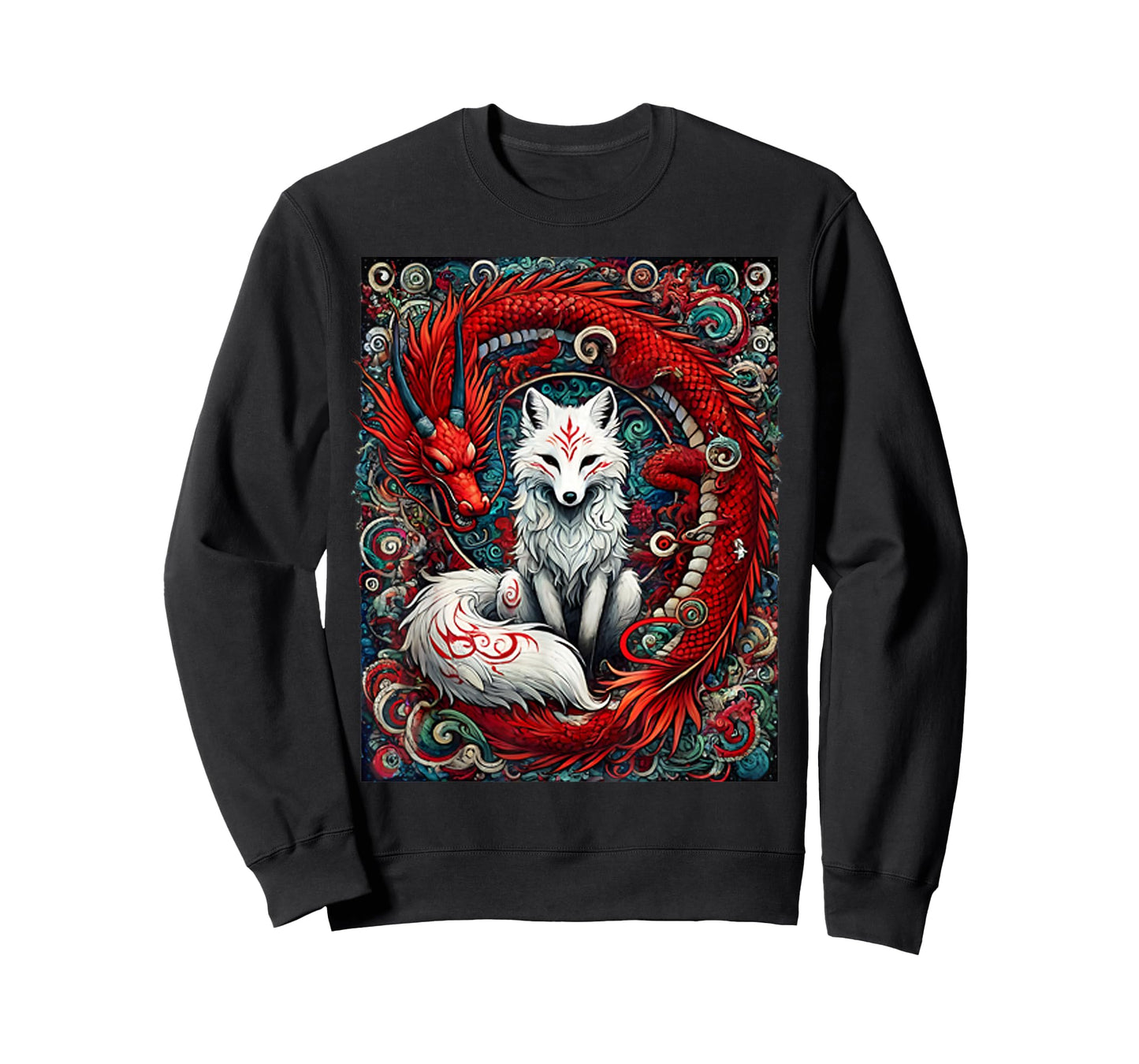 Japanese Mystical Nine-Tailed Fox Kitsune Dragon Foxes T-Shirt