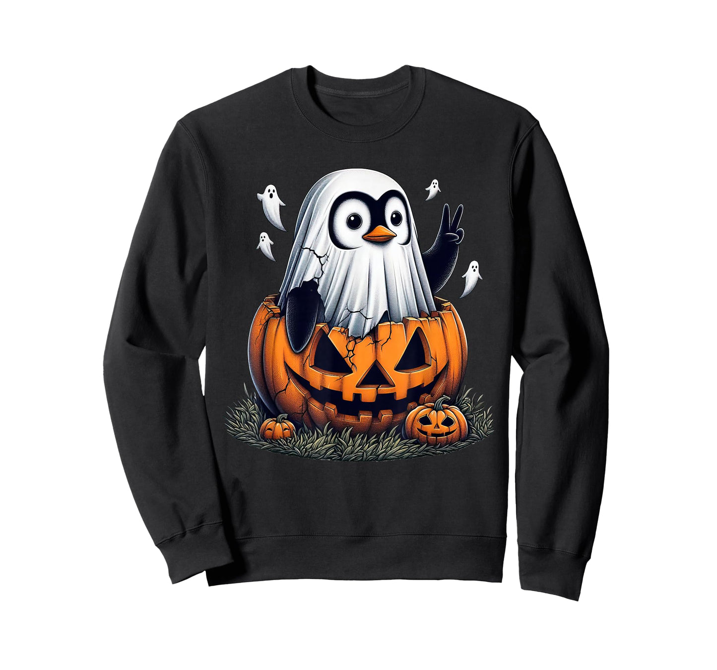 Funny Penguin Boo Halloween Ghost Womens Mens Kids T-Shirt