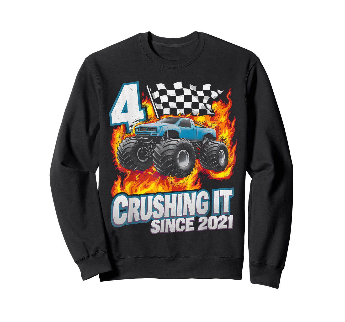 Birthday Monster Truck 4 year Old Boys 4th Party Born 2021 T-Shirt