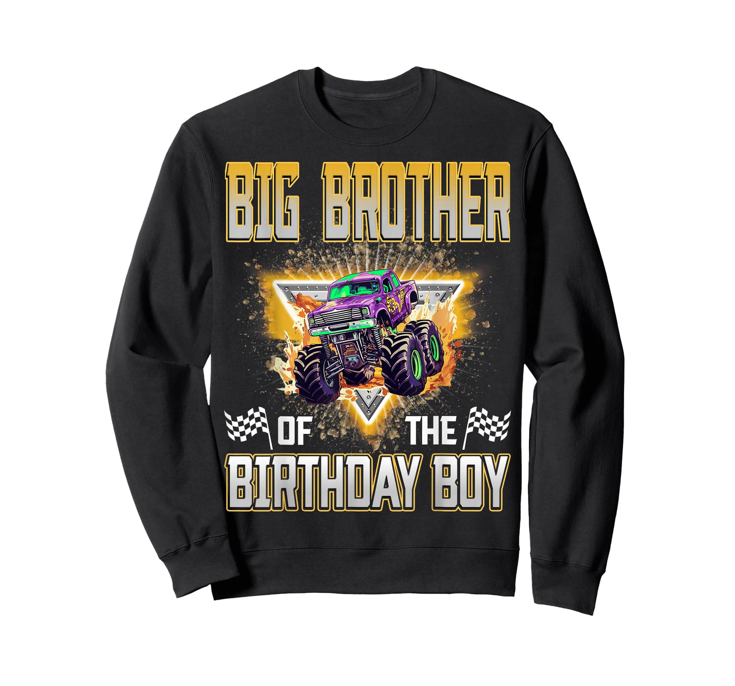 Big Brother of The Birthday Boy Monster Truck Birthday T-Shirt