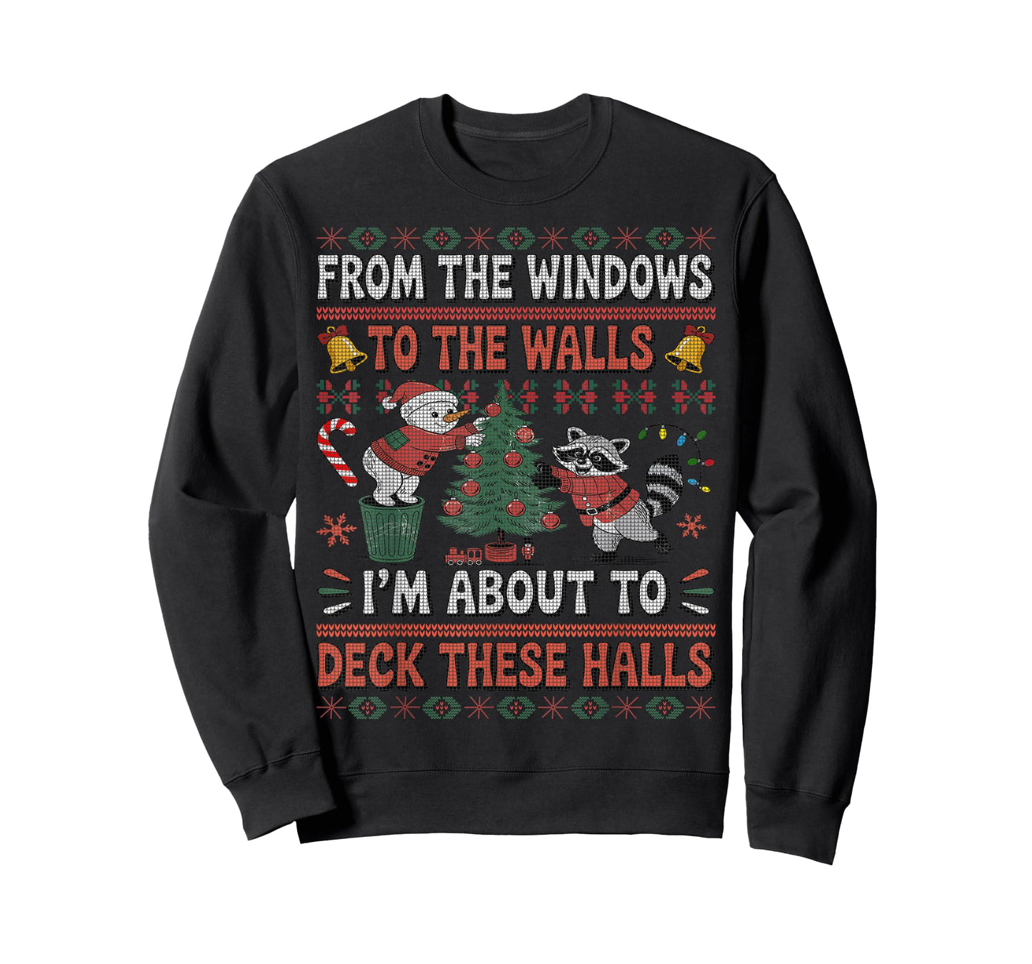 from The Windows to The Walls Raccoon Christmas Ugly Sweater T-Shirt