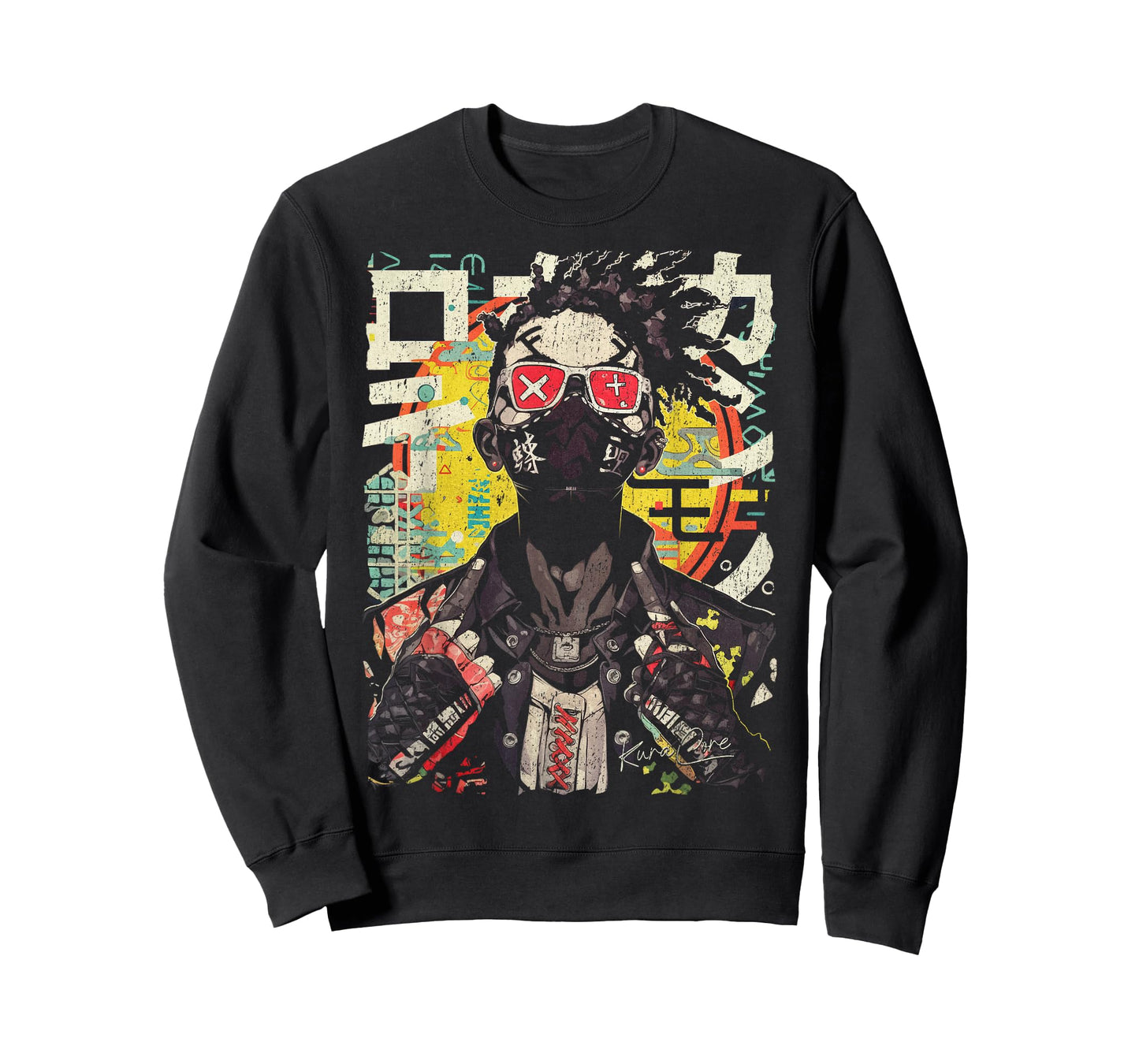 Japanese Streetwear Afro Cyberpunk Y2K Techwear Manga Anime T-Shirt
