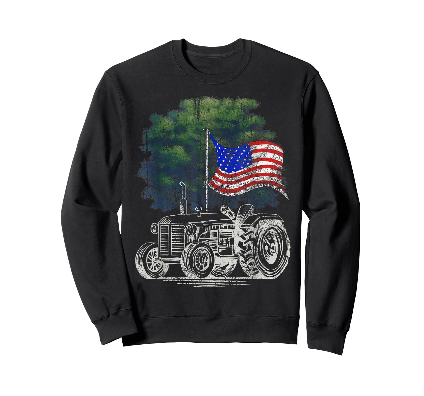 Vintage Farming Tractor American Flag Patriotic Farmer Farm T-Shirt Small