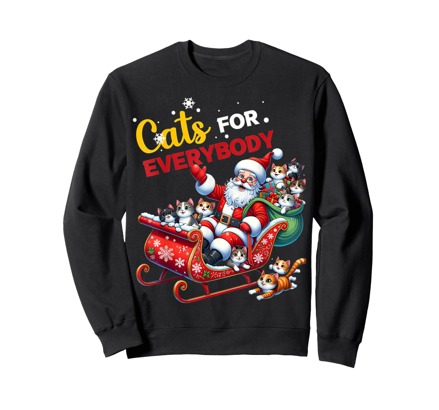 Cats for Everybody Christmas Cat Funny Xmas Women Santa T-Shirt