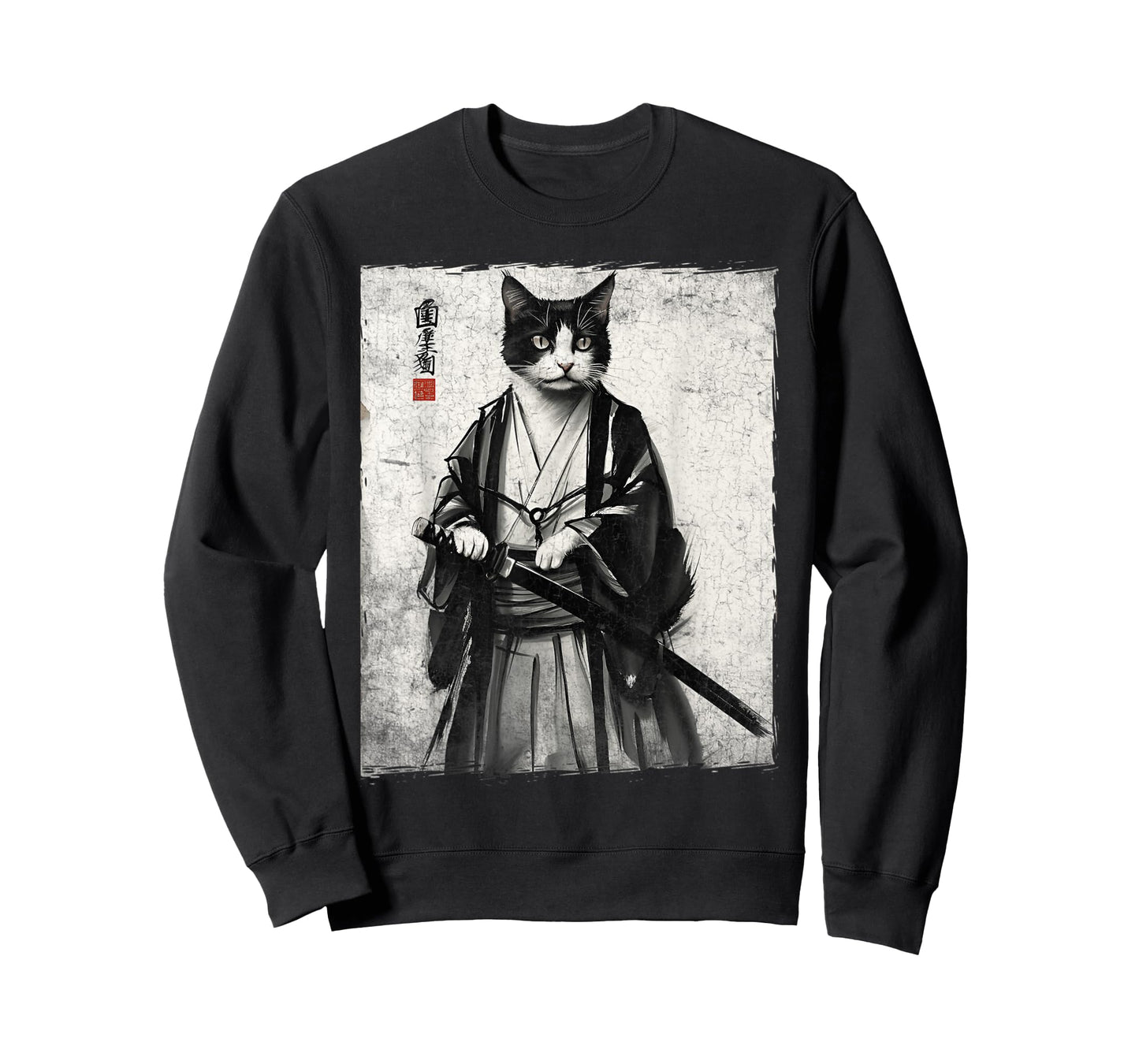 Samurai Cat Ukiyo-e Warrior Art Vintage Ninja Cat Graphic T-Shirt