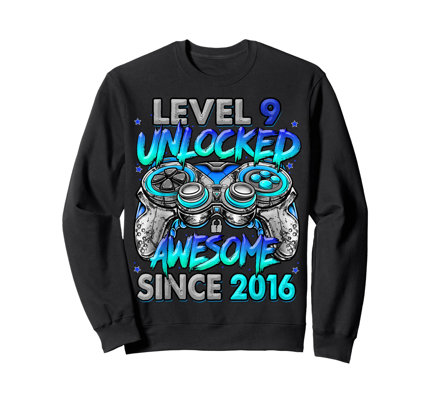Level 9 Unlocked Awesome Since 2016 9th Birthday Gaming T-Shirt