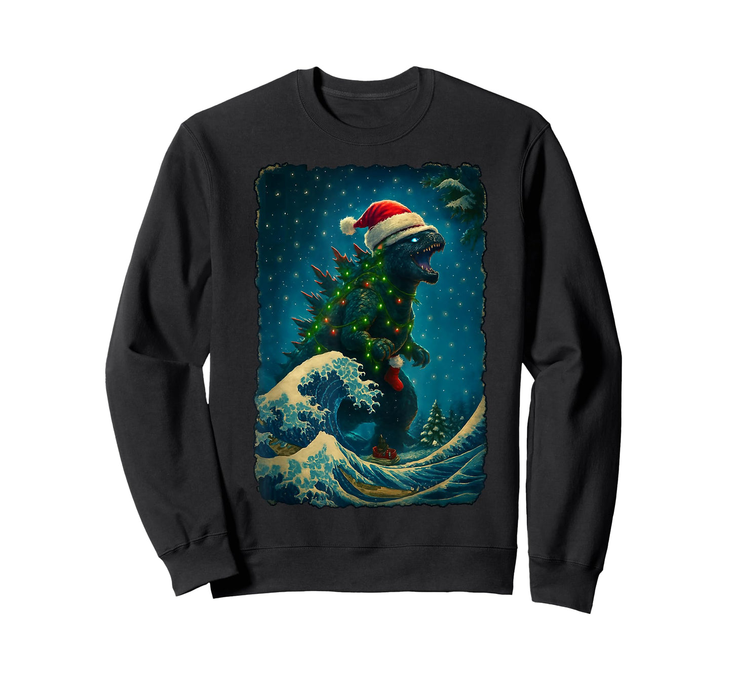 Vintage Kaiju Santa Christmas Monster Xmas Men Women T-Shirt